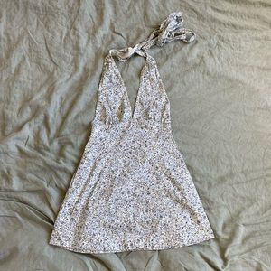 Free people halter floral denim dress